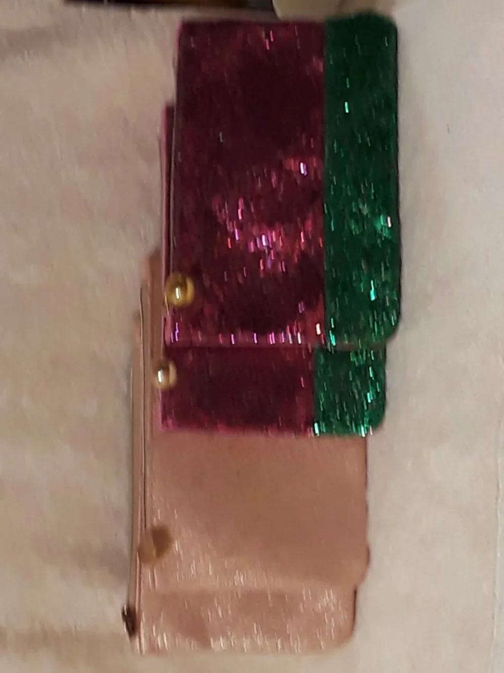 4PC Set Ipsy Sparkle Cosmetic Makeup Bags: 2 Pairs - 2 Rose Gold + 2 Pink/Green